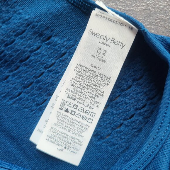 Sweaty Betty 360 Workout Bra Seamless Sports Tank Deep Blue XS - New With Tags - Picture 7 of 8